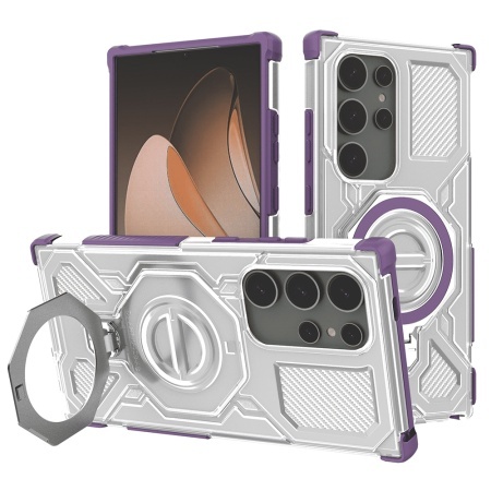Husa pentru Samsung Galaxy S24 Ultra, Antisoc, SKYDDAR INOVATION, Carbon Shield PRO, Magsafe, set cu sticker, Mov