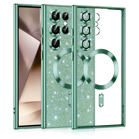 Husa pentru Samsung Galaxy S24 Ultra Design Antisoc, Fundal Detasabil 2-in-1, Protectie Superioara, Margini Ridicate, SKDR Glitter - Verde deschis