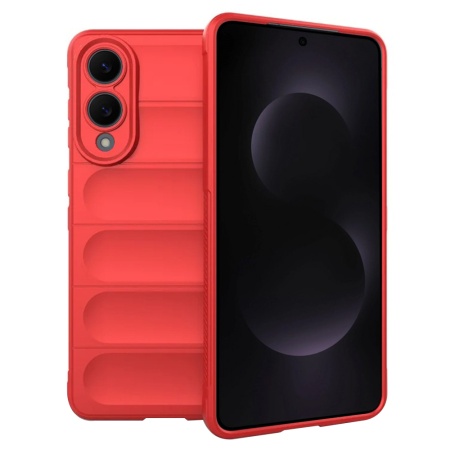 Husa pentru Samsung Galaxy S25 Edge, SKYDDAR INNOVATION, Vogue din Silicon Mat, set cu sticker, Rosu