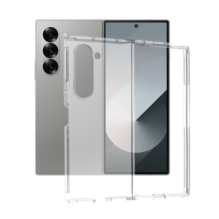 Husa pentru Samsung Galaxy Z Fold6, SKYDDAR INNOVATION, ClearGuard, din silicon transparent, set cu sticker, Transparenta