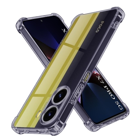 Husa pentru Xiaomi Poco X7 Pro, SKYDDAR INNOVATION, Shockproof Clear Silicone, Silicon Slim, set cu sticker, Fumuriu