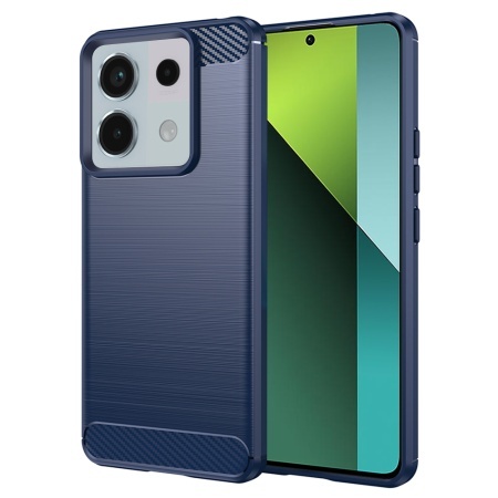 Husa pentru Xiaomi Redmi Note 13 Pro 5G / Poco X6, SKYDDAR INNOVATION, Carbon Silicone, din Silicon Slim, cu textura Fibra Carbon, set cu sticker, Albastru