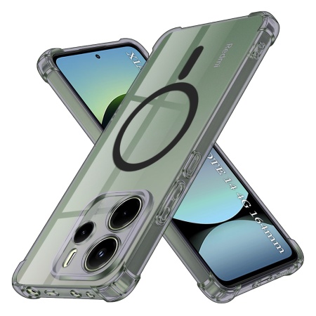 Husa pentru Xiaomi Redmi Note 14 4G (Regional), SKYDDAR INNOVATION, Shockproof MagSafe din silicon, set cu sticker, Fumuriu