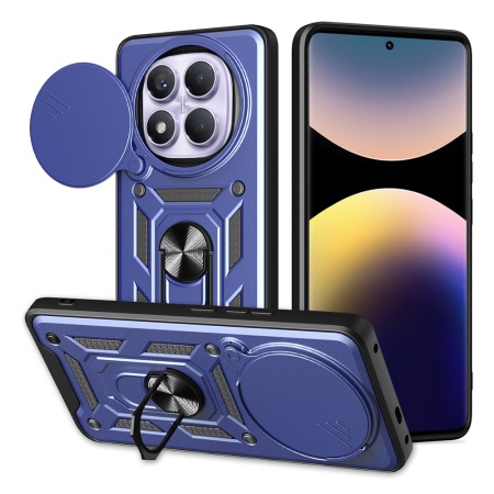 Husa pentru Xiaomi Redmi Note 14 Pro 4G / Poco F7, SKYDDAR INNOVATION, CamShield, Albastru, set cu sticker