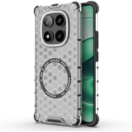 Husa pentru Xiaomi Redmi Note 14 Pro 5G / Poco X7, SKYDDAR INNOVATION, HoneyComb Shield MagSafe, Alb, set cu sticker