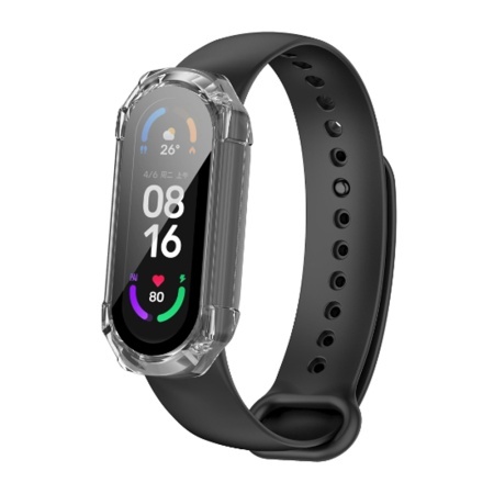 Husa protectie Smartwatch Xiaomi Mi Band 4 / 5 / 5 NFC / 6 / 6 NFC, SKYDDAR INNOVATION, Defense360 Pro + Screen Protector, AntiSoc, set cu sticker, Transparenta
