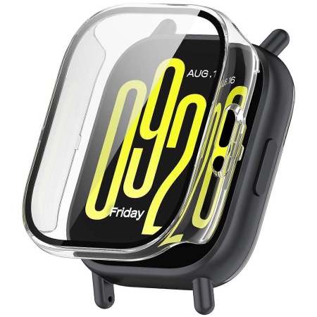 Husa protectie Smartwatch Xiaomi Redmi Watch 5 Active, SKYDDAR INNOVATION, Defense360 Pro + Screen Protector, AntiSoc, set cu sticker, Transparenta