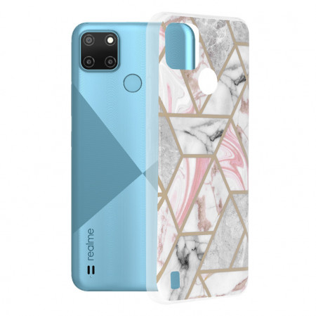 Husa Realme C21Y / C25Y Marble Series, Techsuit - Pink Hex