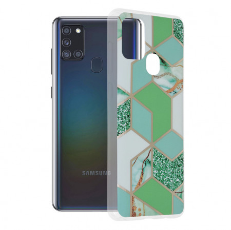 Husa Samsung Galaxy A21s Marble Series, Techsuit - Green Hex