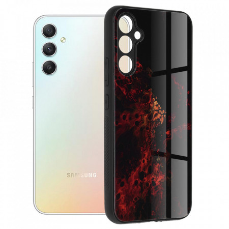Husa Samsung Galaxy A34 5G cu sticla securizata, Techsuit Glaze - Red Nebula