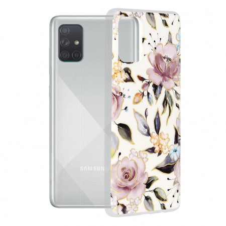 Husa Samsung Galaxy A71 4G Marble Series, Techsuit - Chloe White