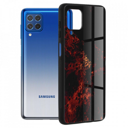 Husa Samsung Galaxy F62 / M62 cu sticla securizata, Techsuit Glaze - Red Nebula