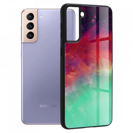 Husa Samsung Galaxy S21 Plus cu sticla securizata, Techsuit Glaze - Fiery Ocean