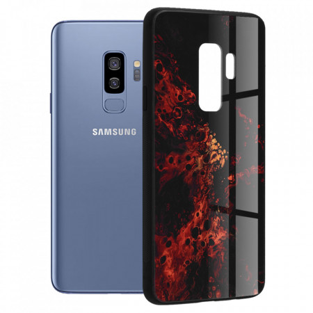 Husa Samsung Galaxy S9 Plus cu sticla securizata, Techsuit Glaze - Red Nebula