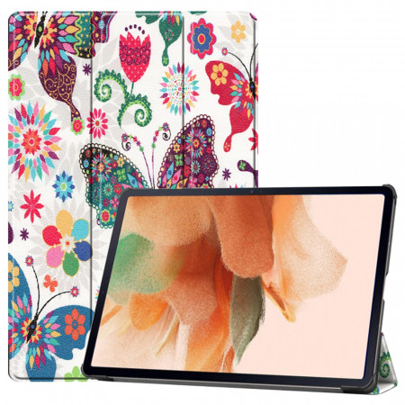 Husa tableta pentru Samsung Tab S7 Plus / Tab S8 Plus / Tab S7 FE cu suport Multi-Unghi și functie Sleep/Wake , SKYDDAR FoldVision Colour - Butterfly