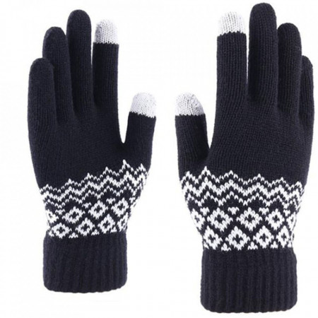 Manusi Touchscreen de lana, dama, Techsuit Knitting ST0003 - Negru