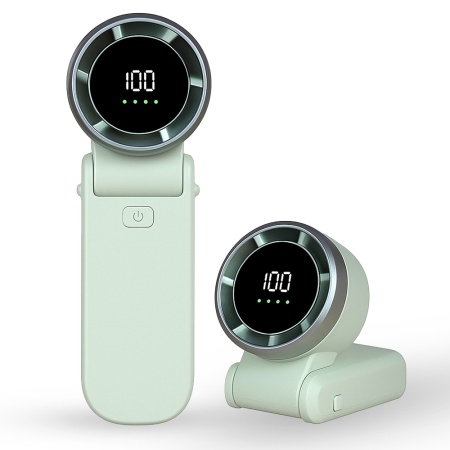 Mini Ventilator Portabil A9, LED Display, 5 Viteze, USB-C, Baterie 5000mAh, Silentios si Reincarcabil, Verde