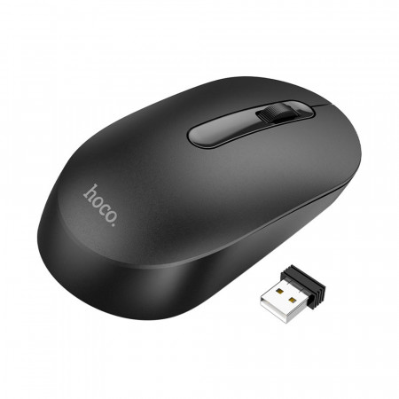 Mouse Wireless 2.4G, 1200 DPI, buton 3D, Hoco (GM14) - Negru