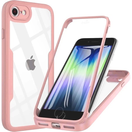 [Pachet 360°] Husa + Folie iPhone SE 2, SE 2020 / 7 / 8 / SE 3, SE 2022, SKDR ColorShield 360° - Roz