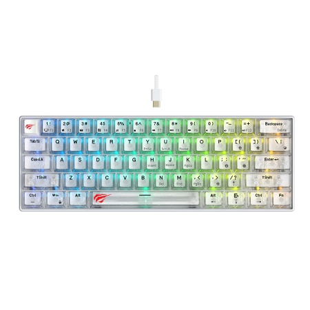 Tastatura Gaming Compacta, RGB, USB-C, 200mA, 1.8m, Havit KB903L, Alb