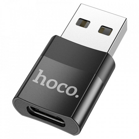 Adaptor (UA17), USB-A la USB Type-C, Plug & Play, 2A, HOCO - Negru