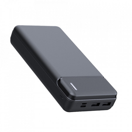 Baterie externa (PB-N3), 2x USB-A, Type-C, Micro-USB, buton si indicator baterie, 20.000mAh, Techsuit - Negru