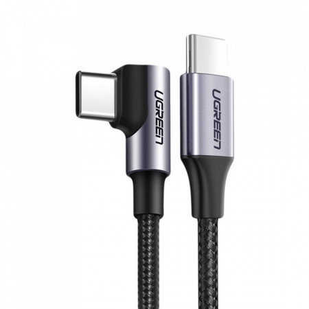 Cablu de date (50125) Type-C la Type-C unghi drept, 60W, 2.0 & PD, invelis aluminiu, 2m - Space Gray