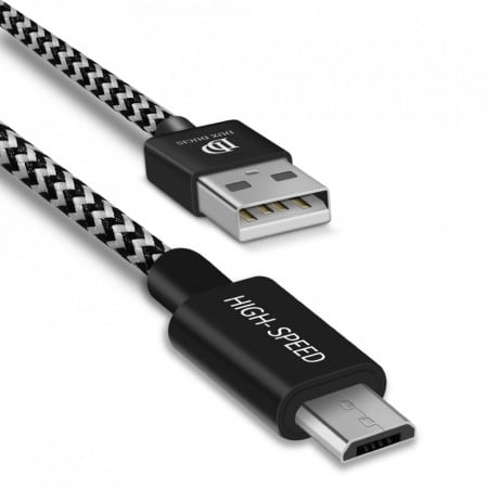 Cablu de date din Nailon, USB la Micro USB, 3M, K-ONE, Dux Ducis - Negru