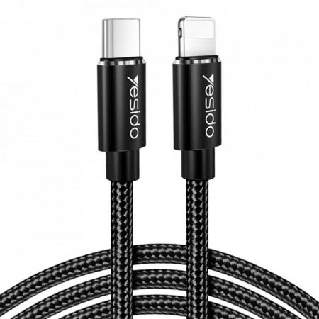 Cablu de date USB la Lightning, 2.4A, 1.2, 18W, Yesido (CA 56) - Negru
