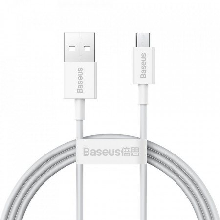 Cablu de date USB la Micros-USB, 2A, 1m, Baseus Superior Series (CAMYS-02) - Alb
