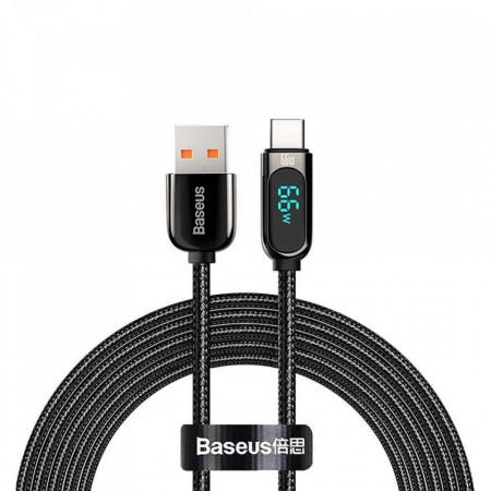 Cablu de date USB la Type-C, 66W, 2m, Baseus Display (CASX020101) - Negru