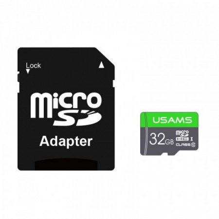 Carduri Memorie 32GB cu adaptor, High Speed, TF, USAMS (US-ZB118) - Negru
