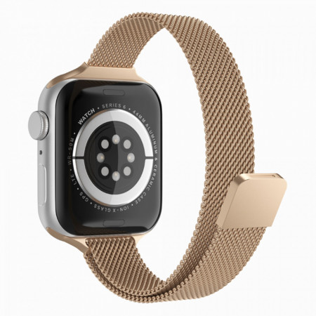 Curea metalica smartwatch Apple Watch 1 / 2 / 3 / 4 / 5 / 6 / 7 / SE (42 mm / 44 mm / 45 mm), Techsuit W034 - Auriu