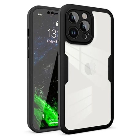 Husa + Folie pentru iPhone 12 Pro, SKYDDAR INNOVATION, [Pachet 360°] ColorVerse, set cu sticker, Negru
