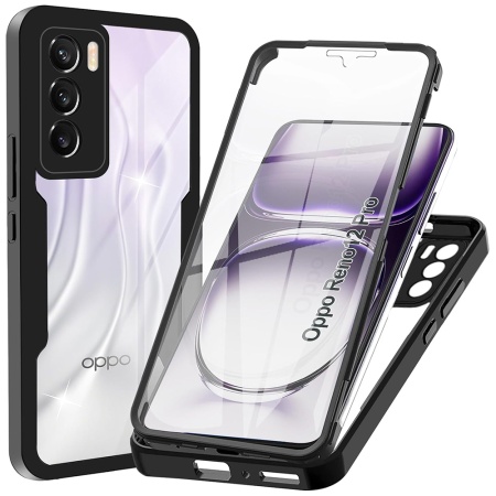 Husa + Folie pentru Oppo Reno12, SKYDDAR INNOVATION, [Pachet 360°] ColorVerse, set cu sticker, Negru