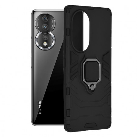Husa Honor 80 cu inel, Techsuit Silicone Shield - Negru