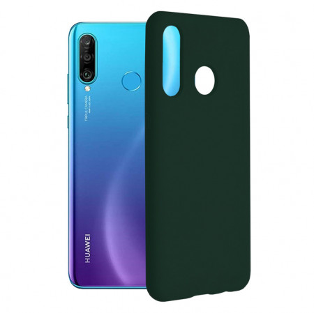 Husa Huawei P30 Lite din silicon moale, Techsuit Soft Edge - Dark Green