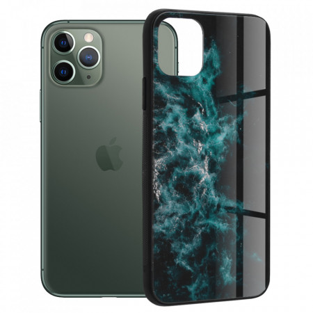 Husa iPhone 11 Pro cu sticla securizata, Techsuit Glaze - Blue Nebula