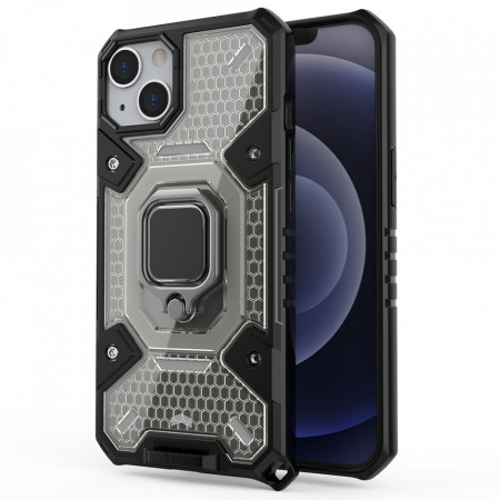 Husa iPhone 13 cu inel, Techsuit Honeycomb - Negru