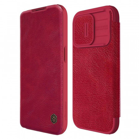 Husa iPhone 15 Pro, Qin Pro Leather Case, Nillkin - Rosu