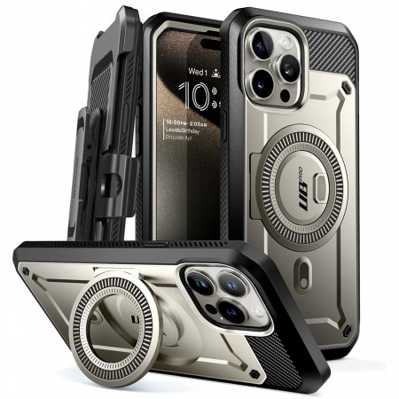 Husa iPhone 15 Pro, Supcase Unicorn Beetle Pro MagSafe - Titan Gray