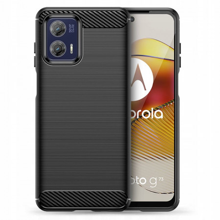 Husa Motorola Moto G73, Techsuit Carbon Silicone - Negru