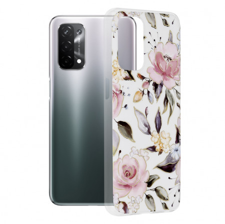 Husa Oppo A54 5G / A74 5G / OnePlus Nord N200 5G Marble Series, Techsuit - Chloe White