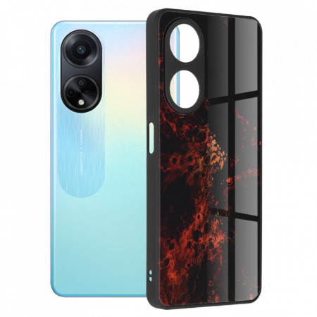 Husa Oppo A98 5G cu sticla securizata, Techsuit Glaze - Red Nebula
