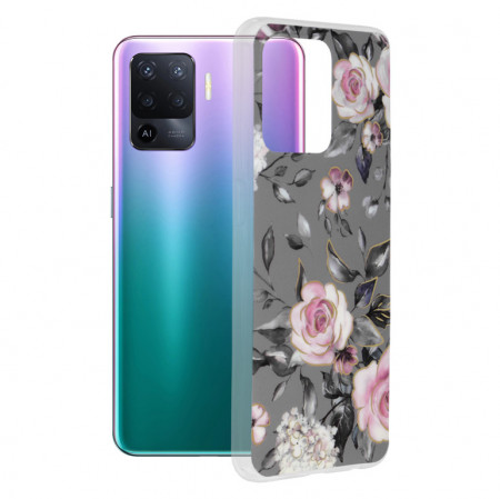 Husa OPPO Reno 5 Lite / A94 4G / F19 Pro Marble Series, Techsuit - Bloom of Ruth Gray