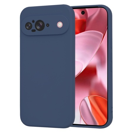 Husa pentru Google Pixel 9, SKYDDAR INNOVATION, din Silicon Catifelat, SoftElegance, set cu sticker, Bleumarin