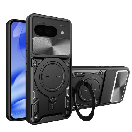Husa pentru Google Pixel 9a, SKYDDAR INNOVATION, CamGuard Pro, Inel Magnetic, Protectie Camera, set cu sticker, Negru