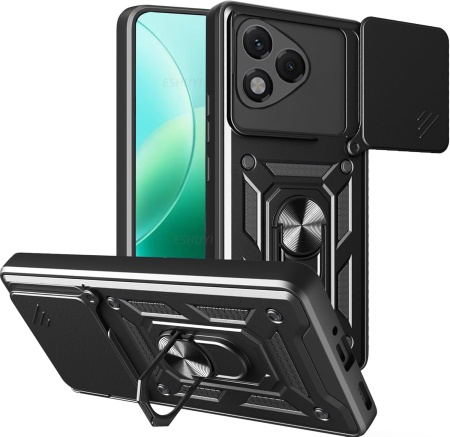 Husa pentru Honor 400 Lite, SKYDDAR INNOVATION, CamShield, Negru, set cu sticker