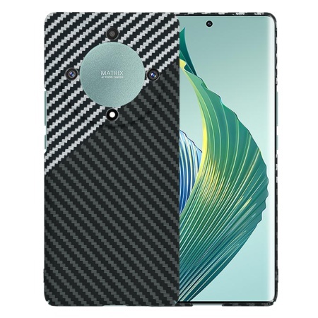 Husa pentru Honor Magic5 Lite, SKYDDAR INNOVATION, textura carbon, Carbonite FiberShell, set cu sticker, Gri,
