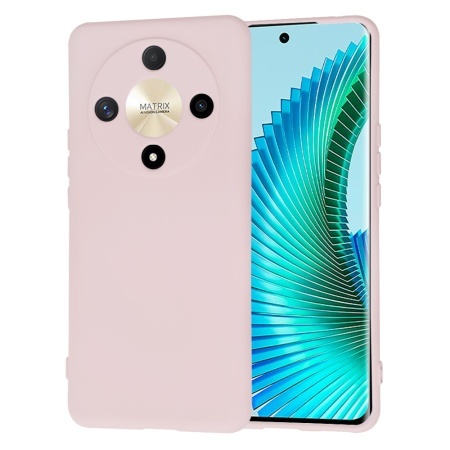 Husa pentru Honor Magic6 Lite, SKYDDAR INNOVATION, din Silicon Catifelat, SoftElegance, set cu sticker, Roz pudra